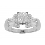 2.28ct ttw Ladies Princess Cut Diamond Engagement Ring in Channel Setting 
